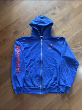 Men's Marmot Full Zip Hoodie Blue L Hiking Outdoor